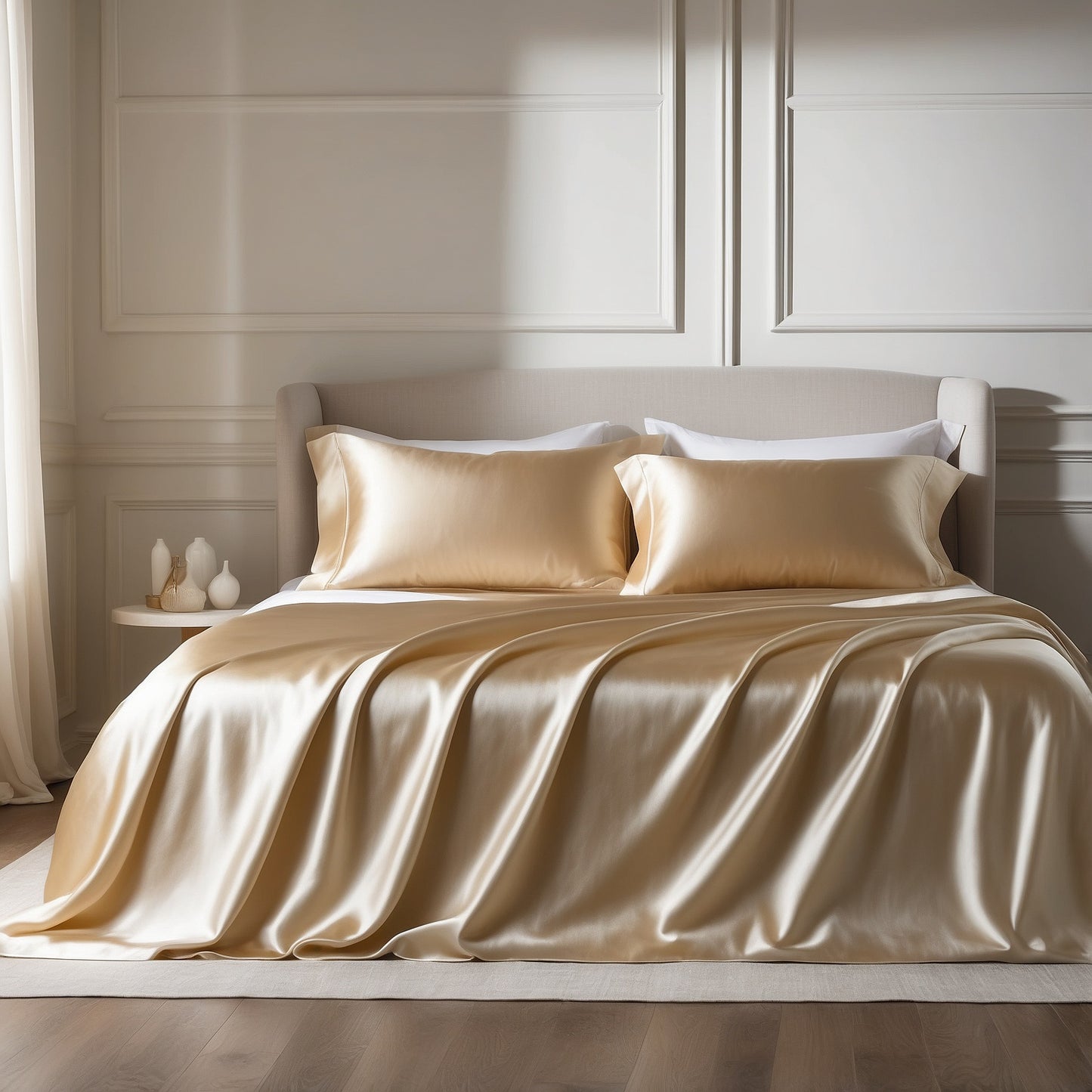 SET DI 4 PEZZI PER LETTO DI LUSSO IN SETA EGIZIANA